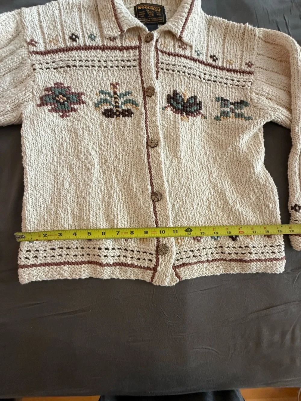 Woolrich Cream Knit Cardigan with Floral Embroidery - Picture 3 of 9